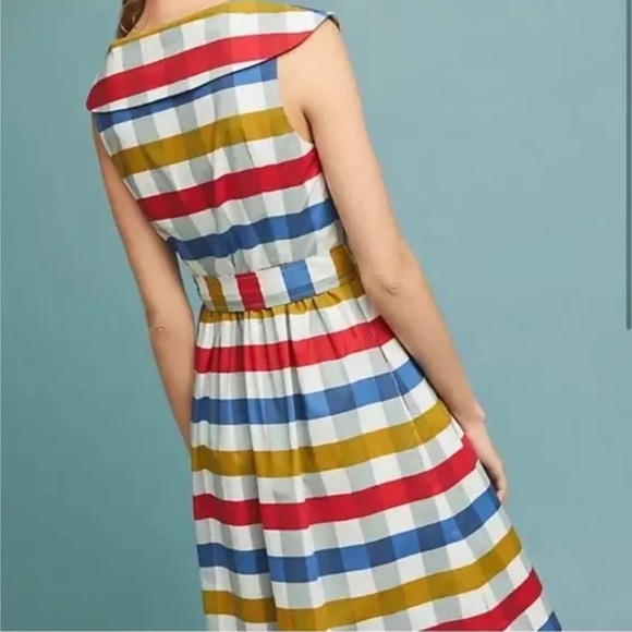 Anthropologie Maeve Cricket Club Big Gingham Check Plaid Dress Size 2 - Picture 2 of 13